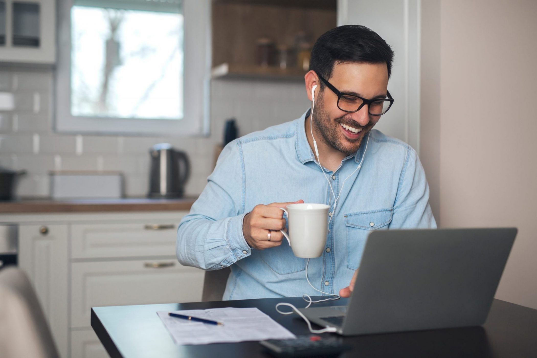 Man managing from home